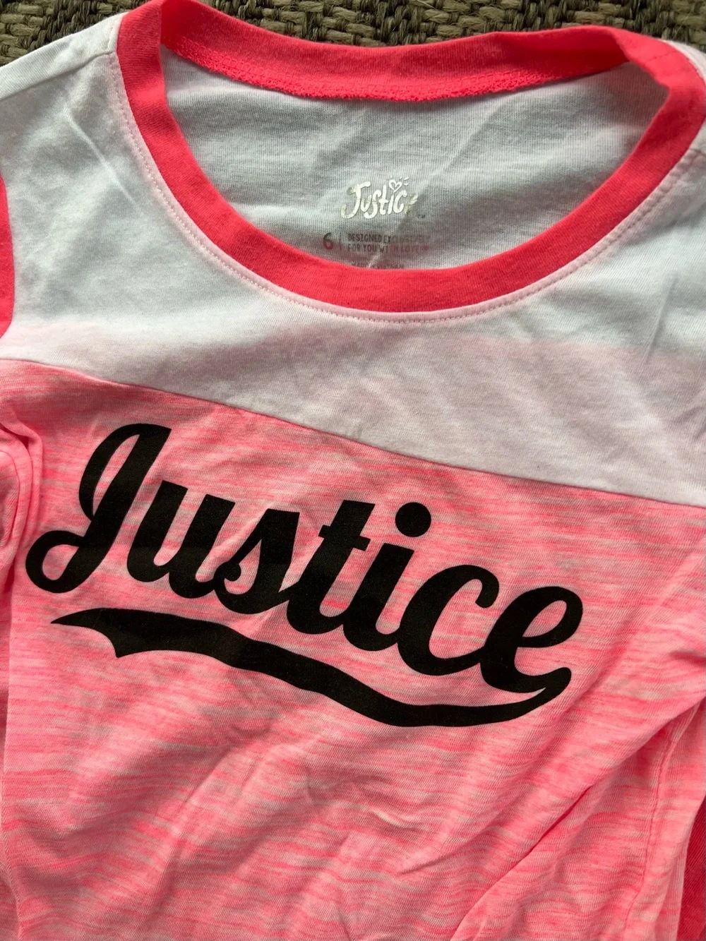 Justice Pink and White Long Sleeve Logo Tee